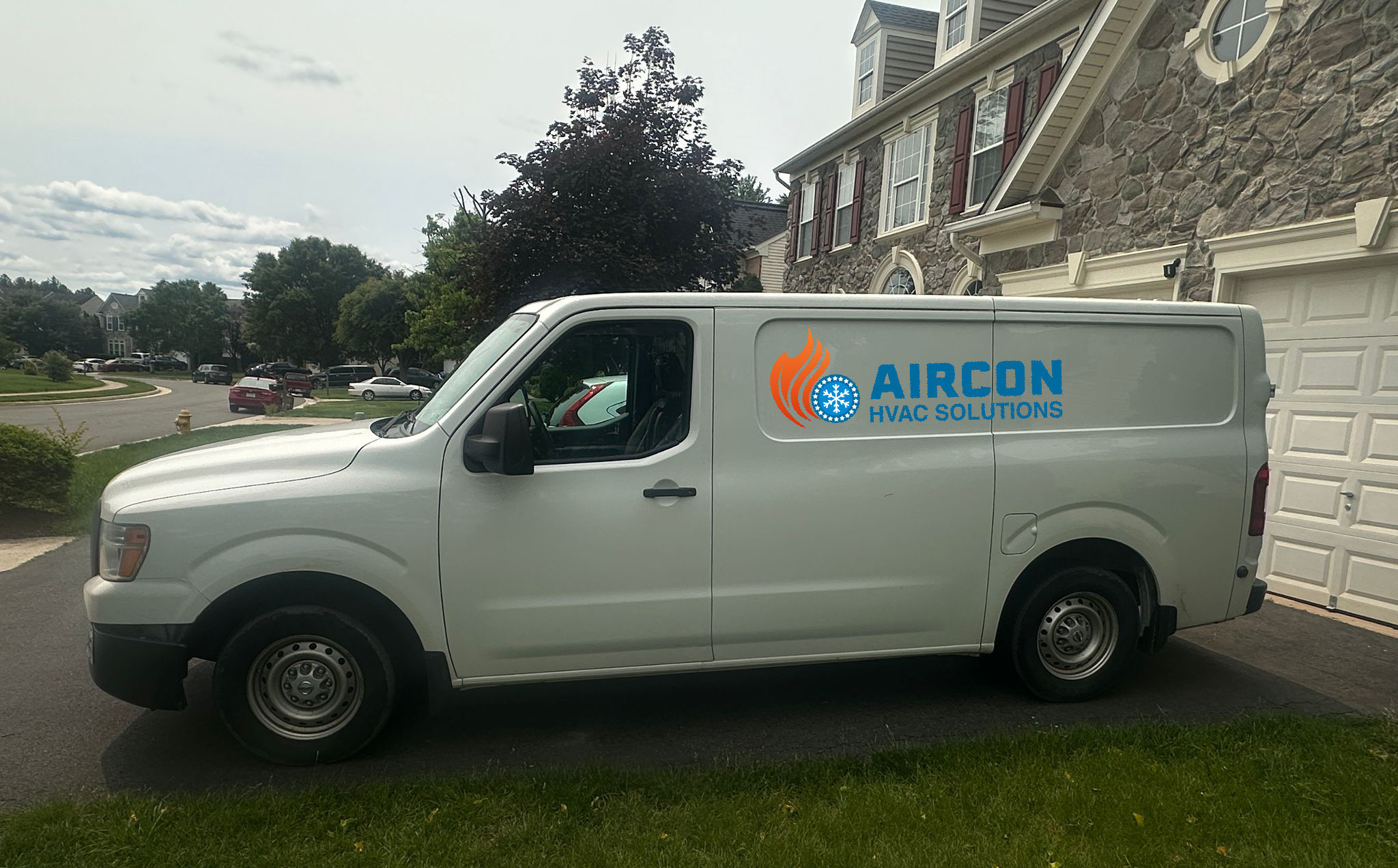 Aircon HVAC Solutions truck providing HVAC services in Northern Virginia.